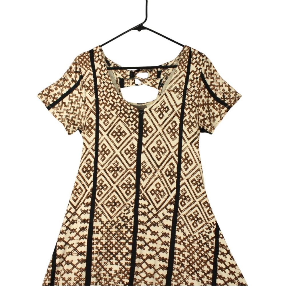Bel Kazan Anthropology Midi Dress Short Sleeves Sz L geometric Print Boho - Picture 4 of 14